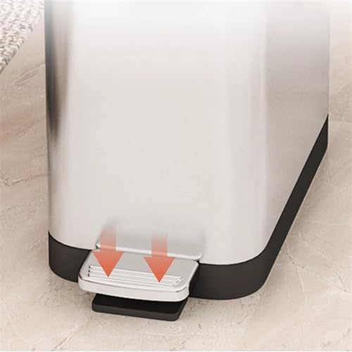 Modern Stainless Steel Step Trash Can with Silent Close Lid for Home Kitchen and Bathroom Sleek Gray Finish - Image 3
