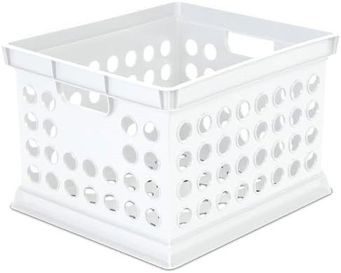 Sterilite Stackable Plastic Storage Crate Bin Organizer File Box with Handles for Home, Office, Dorm, Garage, or Utility Organization, White, 18-Pack - Image 6
