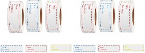 Freezer Labels 375pcs - 3"x1" Self-Adhesive Removable Food Labels | Write-On Waterproof & Oil-Proof Tape for Containers, Meal Prep & Pantry Organization (3 Rolls, 3 Colors) (Pack of 2) by ZILAMGOO