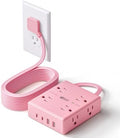 SUPERDANNY Pink Extension Cord 10Ft, Flat Plug Power Strip Surge Protector by SUPERDANNY