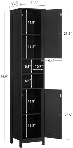 TEENFON 67" Tall Bathroom Cabinet with Adjustable Shelves and Doors - Image 3