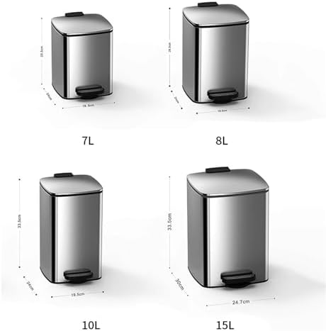 Stylish Stainless Steel Step Trash Can with Soft Close Lid for Kitchen Bathroom Living Room 15L Elegant Gold Square Waste Bin - Image 3