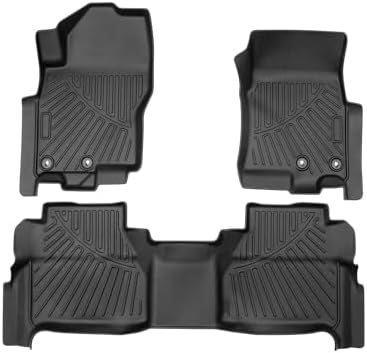 Powerty Floor Mats for 2022 2023 2024 2025 Nissan Frontier (Crew Cab with 2nd Row Under-Seat Storage) All Weather 3D TPE Anti-Slip Car Liners for 1st & 2nd Row Accessories by Powerty