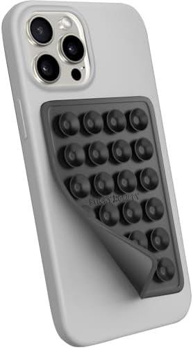 StickyGrippy Suction Phone Case Mount, Sillicon Adhesive Phone Accessory for iPhone and Android, Hands-Free Fidget Toy Mirror Shower Phone Holder, Tiktok Videos and Selfies (Black) - Image 3