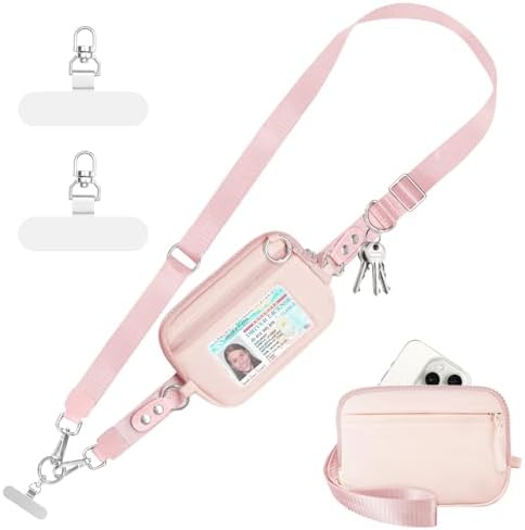 Tiostep Clip and Go Strap for Phone with Wallet Crossbody Phone Lanyard Adjustable and Detachable RFID Wristlet Wallet (Pink, Large) by Tiostep