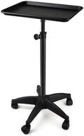 Salon Tray Cart on Wheels,Adjustable Height Rolling Tray,Aluminum Tattoo Tray,for Hair Salon,Beauty Spa,Tattoo Work Table and Hair Stylist Storage (Black) by PULNDA