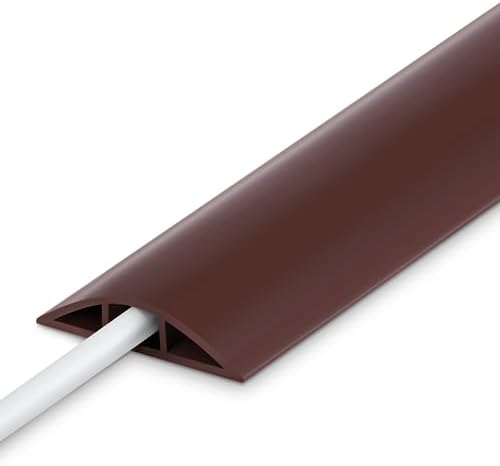 Brown 8FT Low Profile Wire Cover - Extension Cord Cover, Floor Cable Management - Cord Cavity: 0.47" (W) x 0.24" (H) by LZEOY