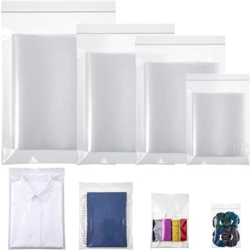 Zonon 240 Pcs Clear Reclosable Zipper Storage Bags Resealable Poly Bag, XL by Zonon