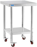 KUARBARR Stainless Steel Table for Prep & Work with 4 Caster Wheels with Undershelf 18 x 24 NSF Metal Commercial Kitchen Prep Table with Adjustable Under Shelf Worktable for Restaurant Home Outdoor by KUARBARR