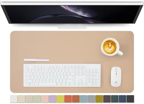 Leather Desk Mat - Non-Slip PU Desk Pad for Office and Home - Desk Organization and Accessories - Ideal for Large Mouse Pad and Desk Mats on Top of Desks (Apricot,27.6"x 13.8") by HOMIEAZICOZI