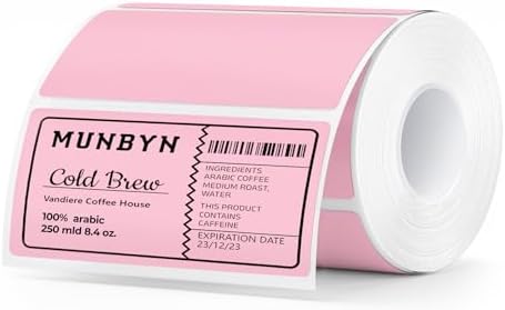 MUNBYN 4x2 Thermal Labels, 500 Sheets/1 Roll, Pink by MUNBYN