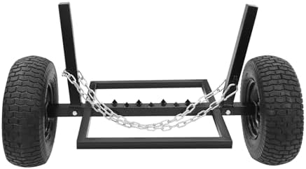 ATV Log Skidding Arch, 24" Dia Steel Log Dolly, 1500lbs Capacity Log Dolly Skidding Holder with Chain and 16" Pneumatic Tires for Farm, Commercial Wood Transport (Black, 1500lbs Capacity) by Unknown