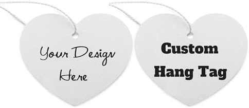 100 pcs Custom Hang Tags,Personalized Your Logo and Text Price Tags Jewelry Hang Tags Labels (2.3×2.3 inch-Heart Shaped) by Printyourdream
