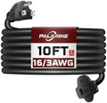 10 Ft Black Outdoor Extension Cord, 16 Gauge Heavy Duty Power Cord by PALARINE