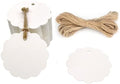 G2PLUS 100PCS Scalloped Tags with Twines,2.4 in Round White Paper Tag by G2PLUS