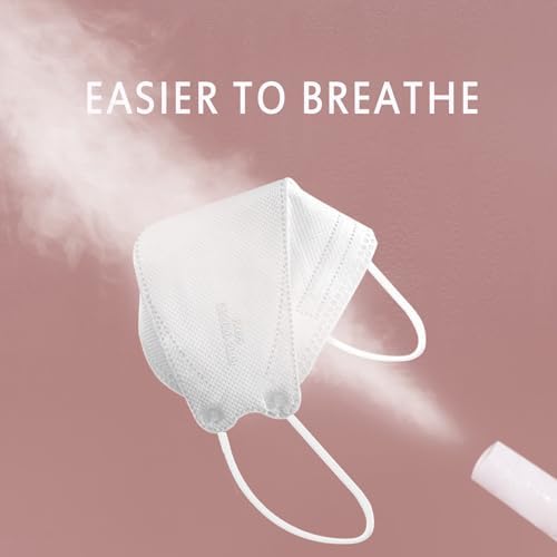 Borje KN95 Face Masks, 100 Pcs Disposable Face Masks, White Mask Against PM2.5 from Fire Smoke & Dust Filter Efficiency 95% - Image 3