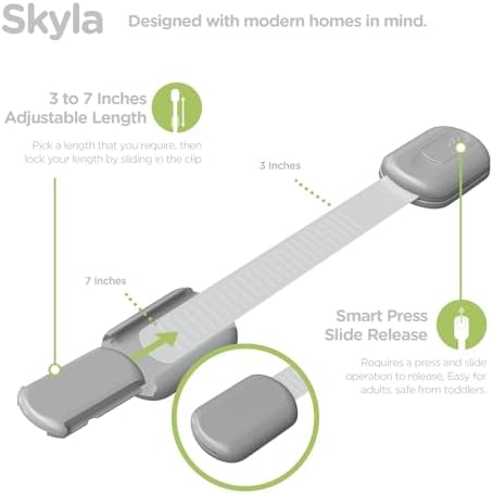 SKYLA HOMES Child Safety Cabinet Locks, Gray, 8 Pack - Image 3