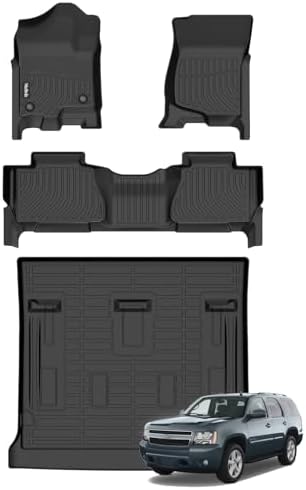 Wailtnb-All Weather Floor Mats & Cargo Liner for 2007-2014 Chevrolet Tahoe/GMC Yukon(Not for XL) Custom Fit Chevrolet Tahoe Waterproof Durable Easy to Clean Accessories for Tahoe by Wailtnb