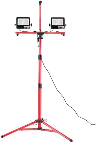VEVOR LED Work Light with Stand, 5000 Lumen Dual-Head LED Work Light with 27.6"-68.1" Adjustable and Foldable Tripod Stand, IP65 Waterproofed LED Tripod Work Light, with 5000 Kelvin Color Temperature by VEVOR