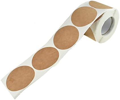 HAHIYO 2Inch 500Pcs Natural Brown Kraft Sticker Round Label Sticker Roll Round Blank Label Sticker to Write On Permanent Adhesive Dot Sticker for Jar and Canning Label Price Tag Store Organizing by HAHIYO