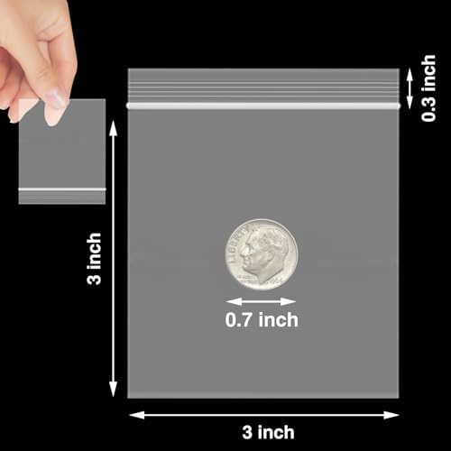 1200Pcs 3" x 3" Clear Plastic Zip Bags, 2 Mil - Image 2