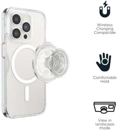PopSockets Phone Grip for MagSafe, Magnetic Holder- Clear Glitter - Image 3