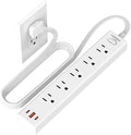 6FT Surge Protector Power Strip, 1700J, 5AC&1A2C, Flat Plug Extension Cord by HOPOW