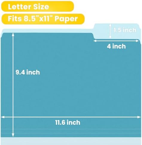 SUNEE File Folders Letter Size Retro Colors, 100 Pack Folders for Documents 1/3-Cut Tabs, Colored File Folders Office Home School for Documents Files Paper - Image 2