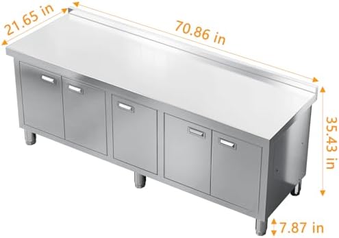 WWK 70" x 21" Stainless Steel Cabinet with 304 Stainless Steel Tabletop - Image 3