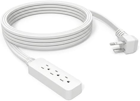 STANLEY CordMax Home Extension Cord 3 Grounded Outlets 9 Ft Flat Plug Design Flexible 125V/13A 1625W Cord ETL Listed White for Indoor Use by STANLEY