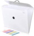 SKYDUE Expanding File Folder with 7 Pockets, Accordion File Organizer, Portable Folders for Documents, School Office Supplies Bungee Closure, Letter/A4 Size White by SKYDUE