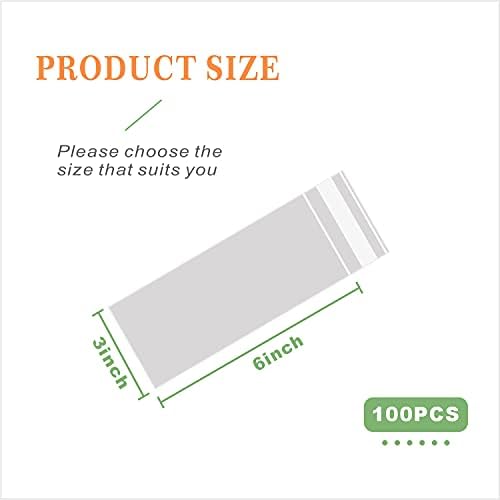 100 Clear Resealable 3" x 6" Cellophane Bags with Adhesive Flap - Self Sealing Treat & Gift Wrap Poly Bags - 1.4 mil Thick - Image 2