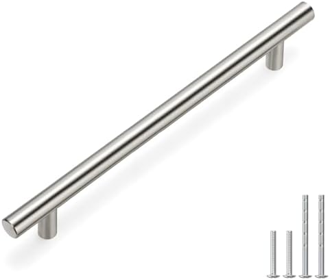 homdiy 50 Pack Brushed Nickel Cabinet Hardware Cabinet Pulls - HD201SN Cupboard Handles Modern Cabinet Door Handles 7-1/2inch Hole Center Modern T-Bar Pulls by homdiy