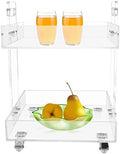 2-Tier Acrylic Cart Clear Acrylic Rolling Nightstand on Wheels Modern Side/End for Bedroom Bedside for Home Small Spaces Dining Room Tea Wine Holder Serving Cart Furniture by Unknown