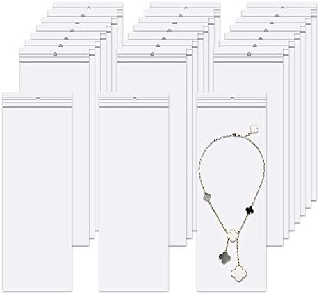 Long Jewelery Bags 3 x 8'' 100pcs Clear Zipper Reclosable Necklace Bags with Hang Hole Poly Zip Seal Storage Bags for Packaging Shipping Incense 2 Mil (4 Sizes to Choose from) by BornFeel