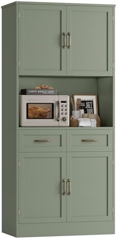 HOSTACK 71" Tall Kitchen Pantry Storage Cabinet, Wood Kitchen Hutch, Green by HOSTACK