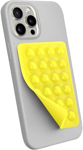 StickyGrippy Suction Phone Case Mount, Sillicon Adhesive Phone Accessory for iPhone and Android, Hands-Free Strong Grip Mirror Shower Phone Holder, Tiktok Videos and Selfies (Yellow) - Image 3