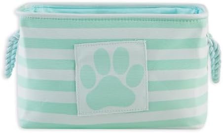 Bone Dry Pet Storage Collection Striped Paw Patch Bin, Aqua, Small Rectangle - Image 2