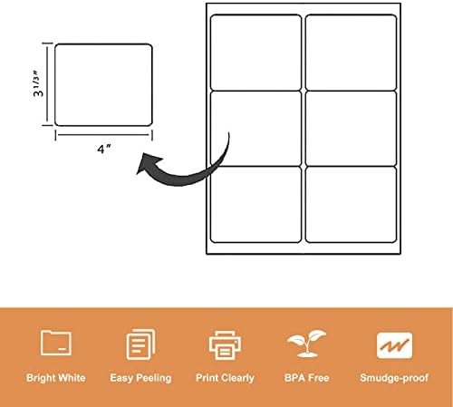 LabelMore 3 1/3 x 4 Labels - 6 Up Self Adhesive Shipping Labels - FBA Labels - 100 Sheet/ 600 Labels - Image 3