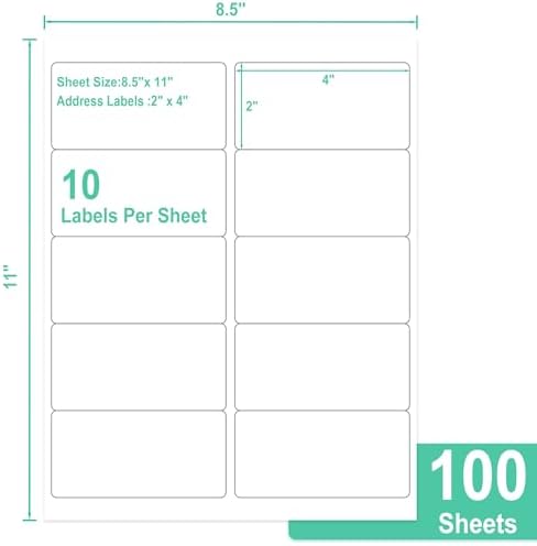 L Liked 2"x4" Printable White Label Stickers 1000 Labels 100 Sheets - Image 2