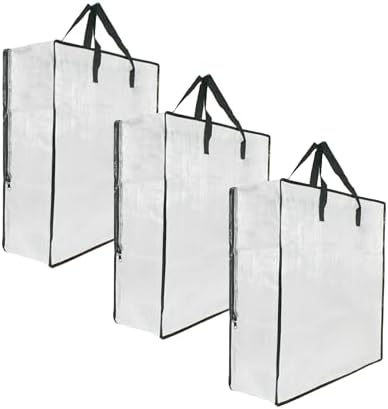 3 Pack Clear Storage Bags with Zipper and Handles, Blanket Bags For Closet Storage, Moving and Packing Supplies for College, Underbed Storage Organizer for Clothes Pillow Bedding Christmas Wreath by GONGKANGYUAN