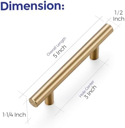 Ravinte Cabinet Handles,5" Length,3" Hole Center,Champagne Bronze,3 Pack - Image 3