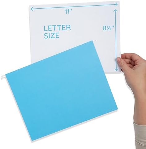 25 Blue Summit Supplies Pretty Hanging File Folders, Pastel Gem Tone Assorted Colors, Cute Hanging File Folders with Plastic Tab Inserts, Holds Letter Size Documents - Image 2