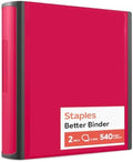 Staples Heavy-Duty 2-Inch D-Ring Binder, Red, Holds 540 Sheets by Staples