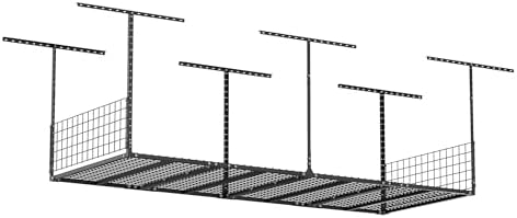 Soywey 3 x 8FT Overhead Garage Storage Rack,Adjustable Ceiling Storage Racks,Garage Shelving Heavy Duty Storage Organizer System With Sidebar,Load 600LBS Weight - Image 7