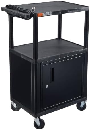 Luxor LE42C-B 42"H AV Cart - Three Shelves Cabinet by LuxorWorkspaces