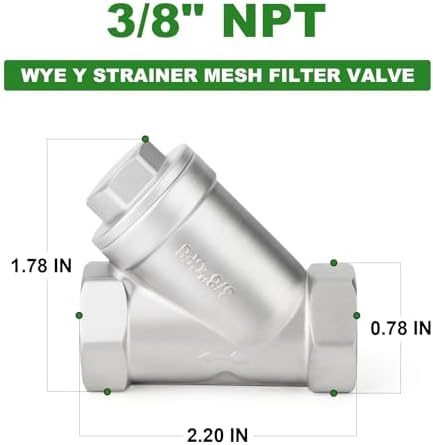 TAISHER 1Pcs 304 Stainless Steel 3/8" BSP Female WYE Y Strainer Mesh Filter Valve CF8 WOG 800 - Image 2