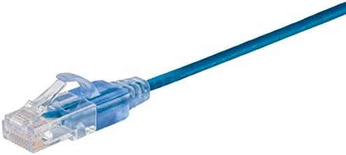 Monoprice SlimRun Cat6A Ethernet Patch Cable - Snagless RJ45 UTP Pure Bare Copper Wire 10G 30AWG 30ft Blue 5-Pack - Image 2