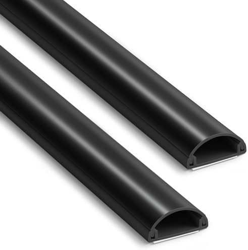 ZhiYo 85in Cord Covers for 1-2 Wires on Wall, D-Shaped 1" W x 0.4" H, Black by ZhiYo