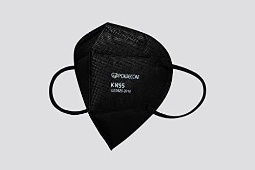 POWECOM KN95 Respirator Face Masks (10 Pack) | Black | Earloop Style - Image 3